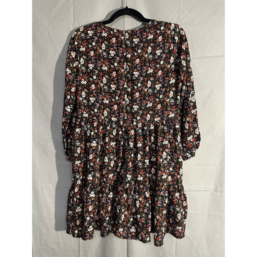 Altard State Dress Women XS Black Mini Floral Cottage Flowy Red Long Sleeve Boho - Picture 3 of 9